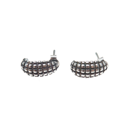 SLV SADYE L VASSIL Sterling Silver Vintage Dragon Skin Oxidized Hoop Earrings