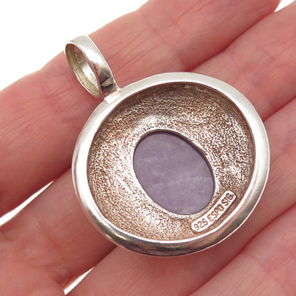 ESPO SIG Joseph Esposito Sterling Silver Vintage Real Amethyst Modernist Pendant