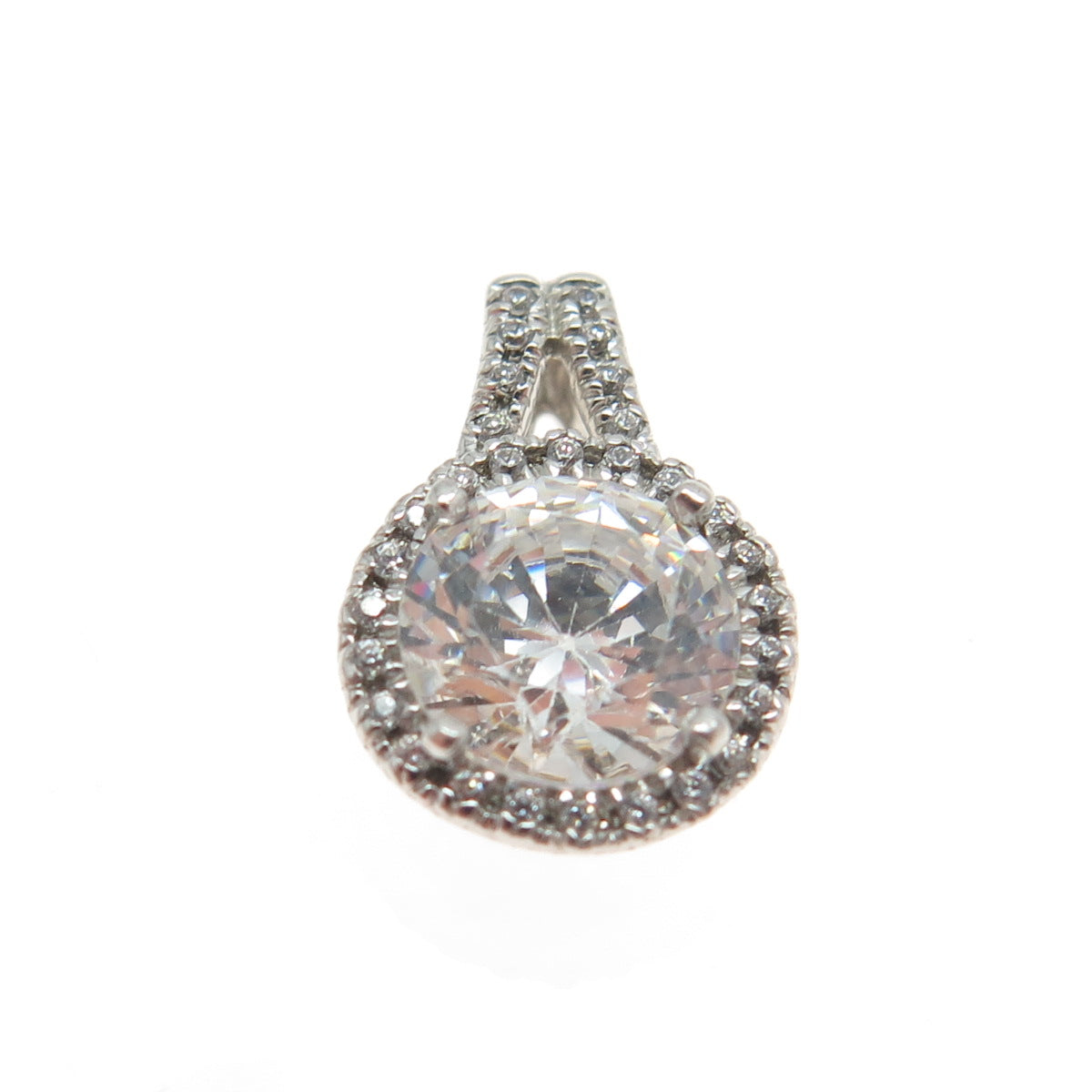 925 Sterling Silver Round-Cut C Z Sparkle Minimalist Pendant