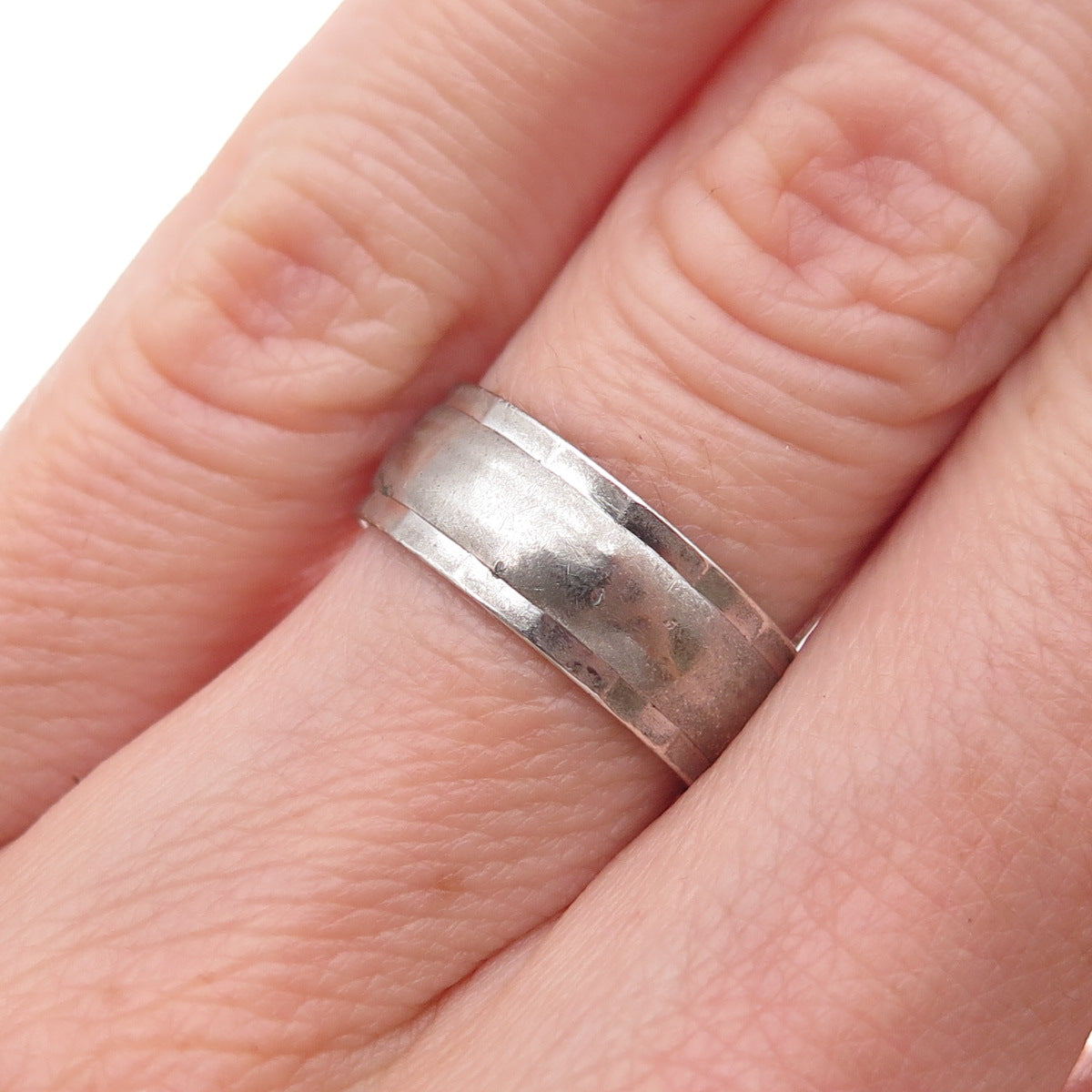 Joseph Esposito Sterling Silver Antique Art Deco Oxidized Band Ring Size 5.25