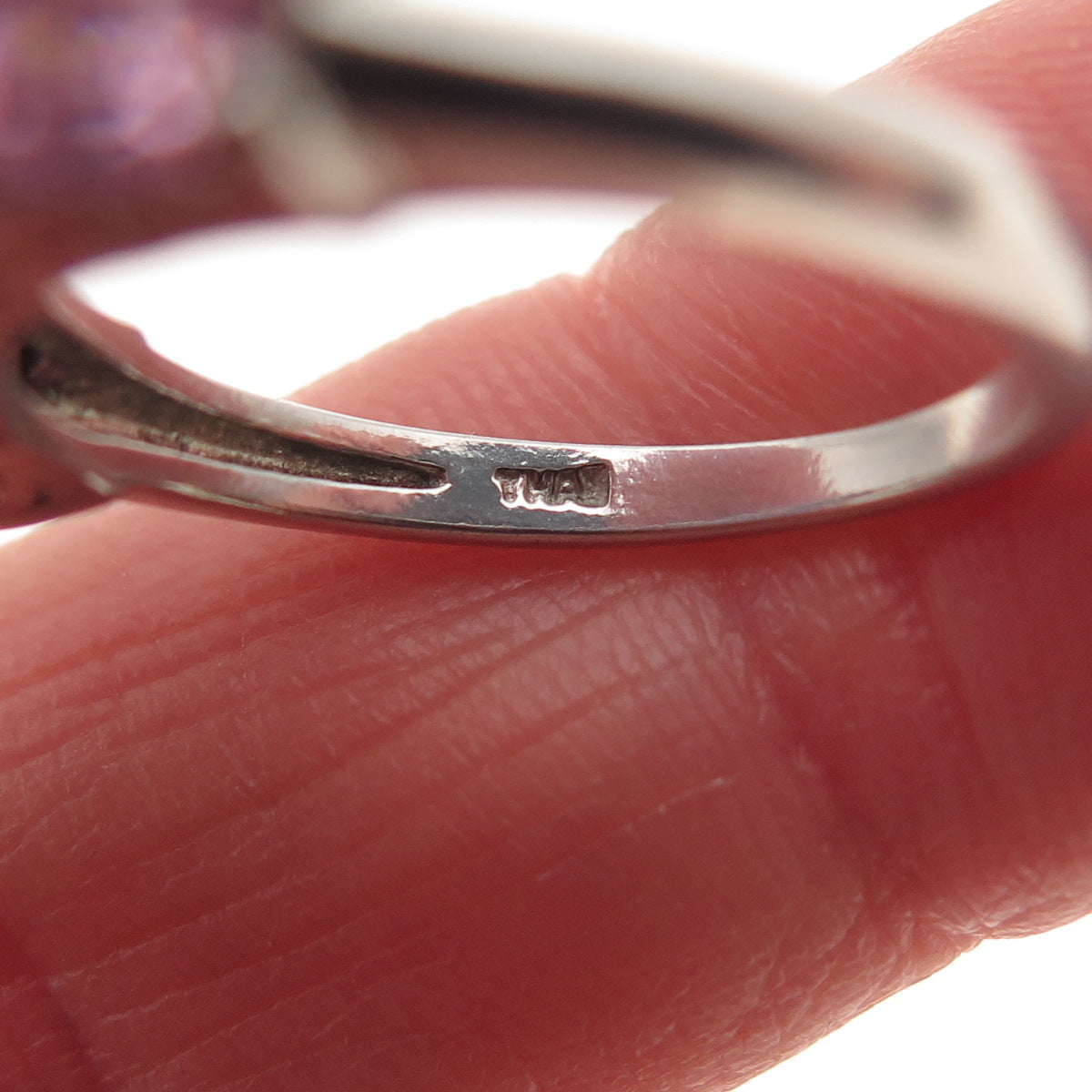 925 Sterling Silver Asscher-Cut Pink C Z Half Eternity Band Ring Size 5