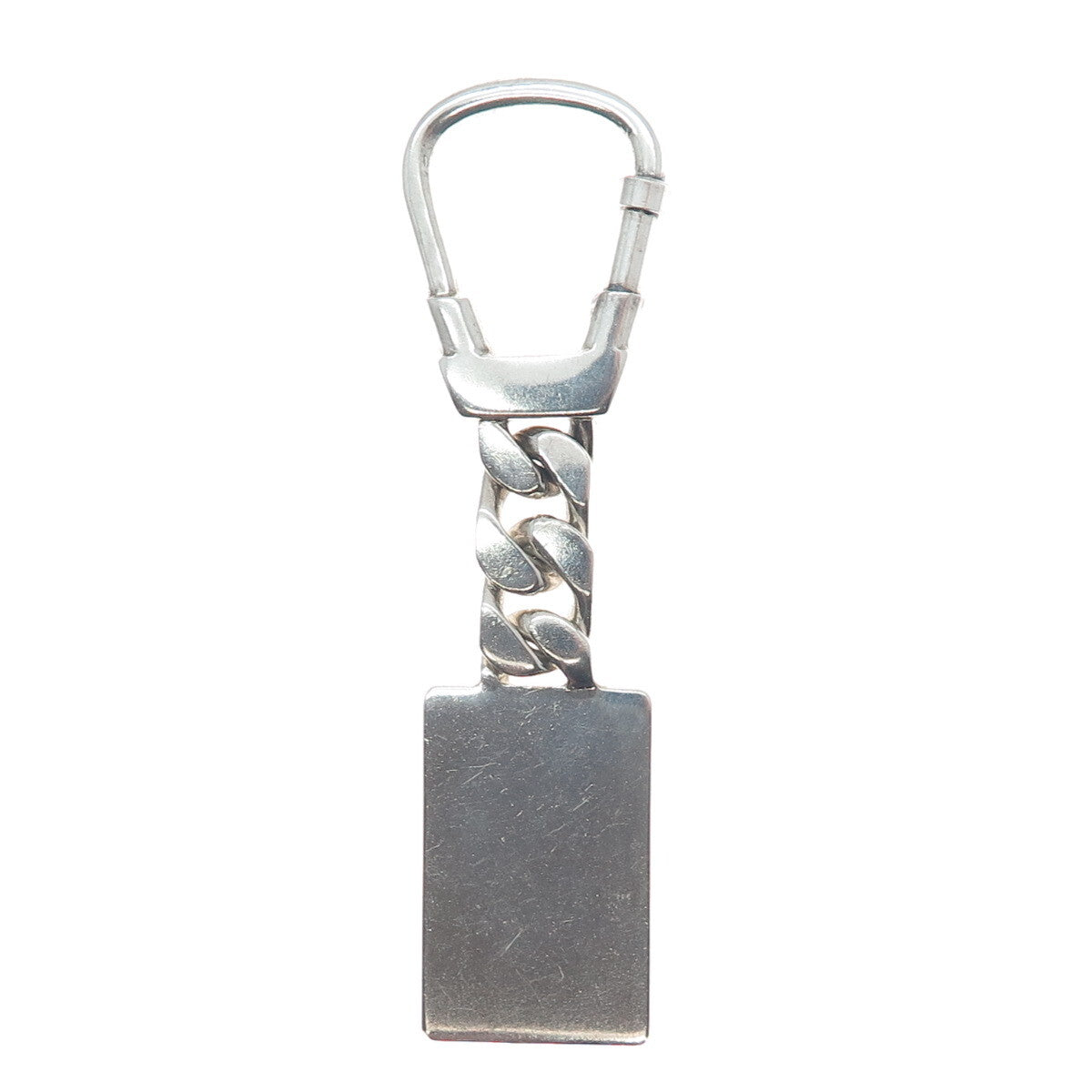 925 Sterling Silver Vintage Italy Engravable Tag Key Ring Fob Chain Holder