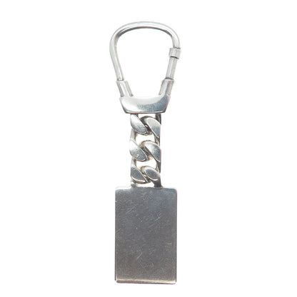 925 Sterling Silver Vintage Italy Engravable Tag Key Ring Fob Chain Holder