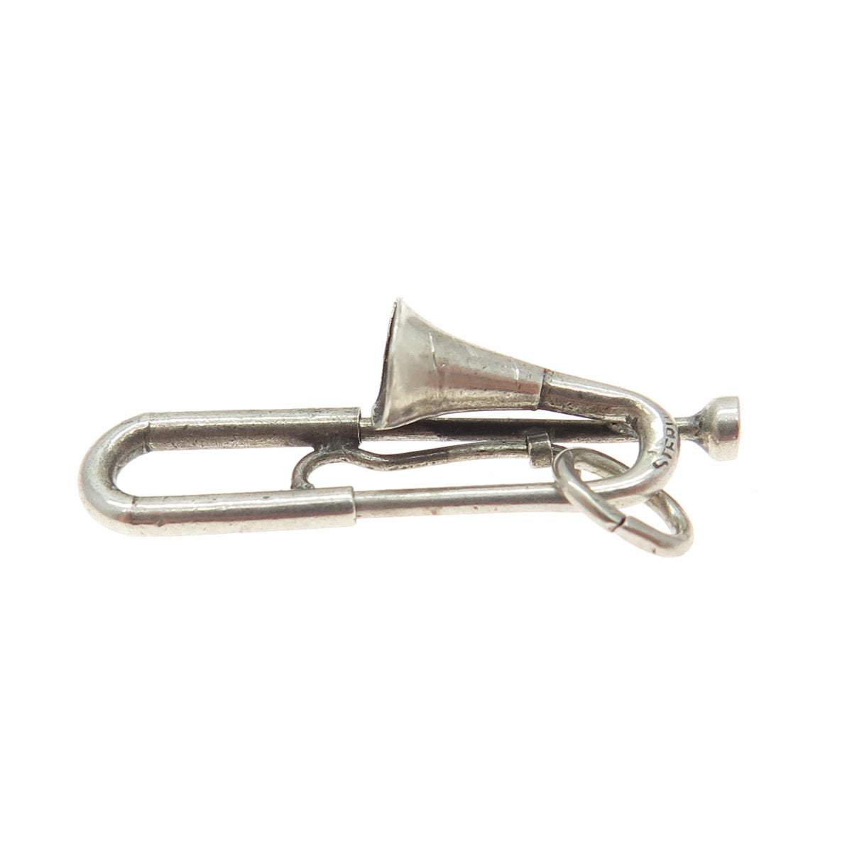 925 Sterling Silver Antique Art Deco Trumpet Minimalist Charm Pendant