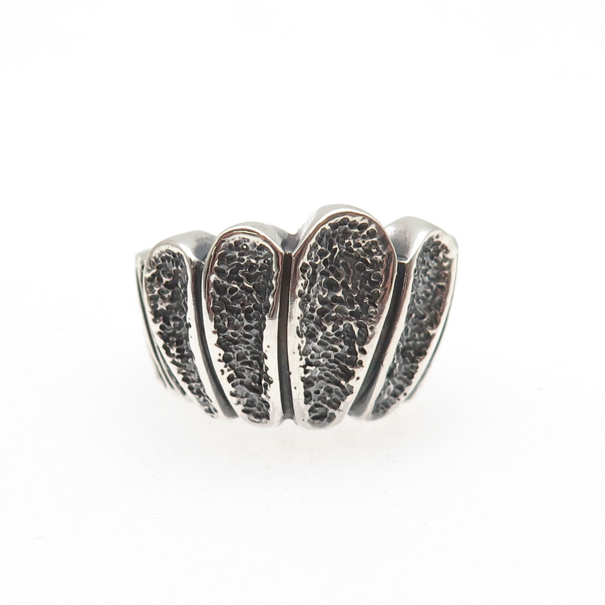 925 Sterling Silver Vintage EFS Mexico Modernist Oxidized Ring Size 6.75