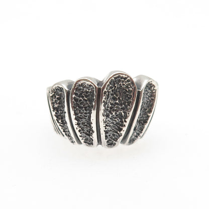 925 Sterling Silver Vintage EFS Mexico Modernist Oxidized Ring Size 6.75