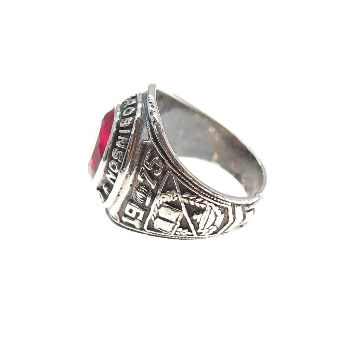 REED Sterling Vintage 1975 Lab-Created Ruby J. Robinson School Ring Size 10.25
