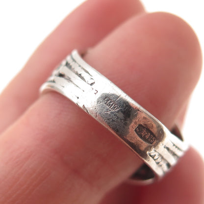 875 Silver Vintage Lab-Created Ruby Swirl Oxidized Ring Size 7.5