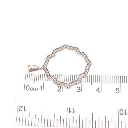 Heng Ngai 925 Sterling Silver Real Round-Cut Diamond Floral Charm Pendant