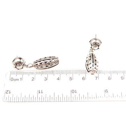 925 Sterling Silver Vintage Dotted Oxidized Dangle Earrings