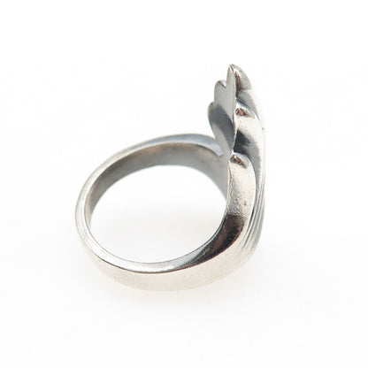 Chapal Zenray 925 Sterling Silver Vintage Modernist Wing Oxidized Ring Size 8.25