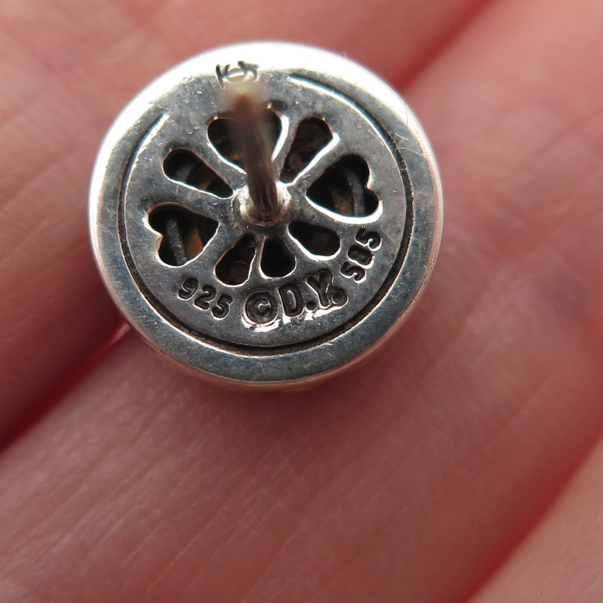 David Yurman 925 Sterling 14K Gold Vintage Real Black Onyx Cookie Stud Earrings