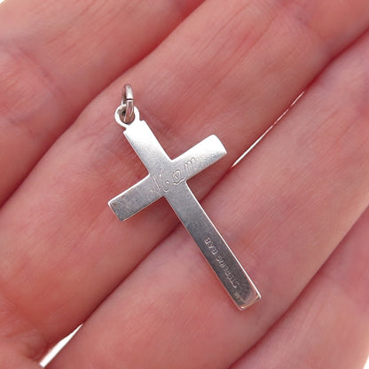 B.A. Ballou 925 Sterling Silver Antique Art Deco Cross Religious Charm Pendant
