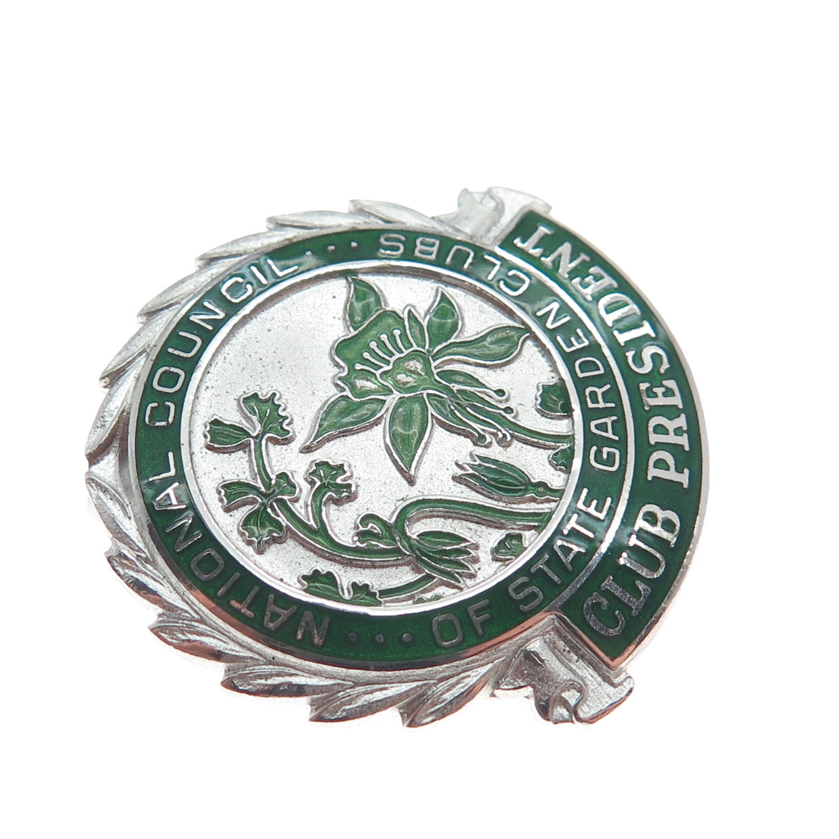 925 Sterling Silver Vintage Enamel National Council of State Garden Clubs Brooch
