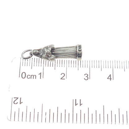 CREED 925 Sterling Silver Vintage St. Eva Minimalist 3D Charm Pendant