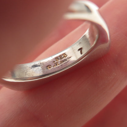 Lisa Jenks 925 Sterling Silver Vintage Modernist Bar Oxidized Ring Size 6.75