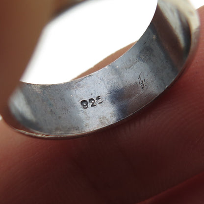 925 Sterling Silver Vintage Modernist Oxidized Band Ring Size 5.25