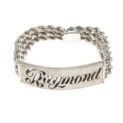 Rhythm 925 Sterling Silver Vintage Raymond Twisted Rope Link ID Bracelet 7.25"
