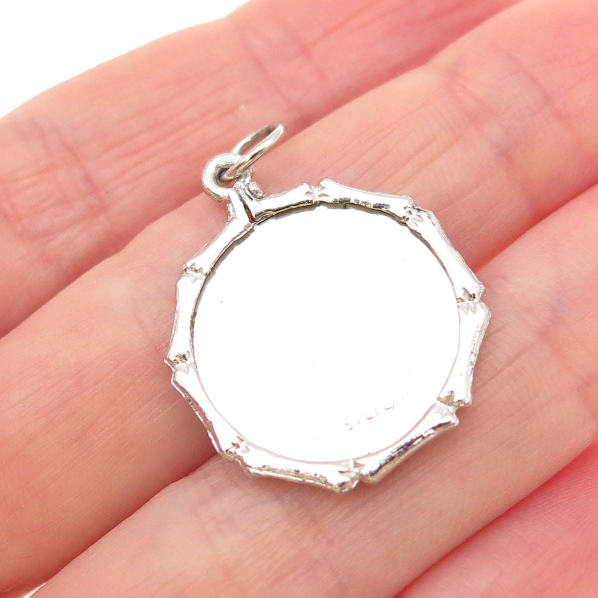 925 Sterling Silver Vintage Rhinestone Merry Christmas Fireplace Charm Pendant