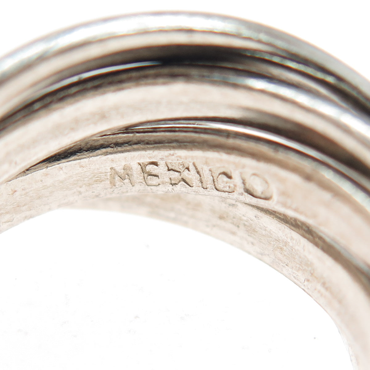 925 Sterling Silver Vintage Mexico Interlocked Multi-Band Ring Size 5.5