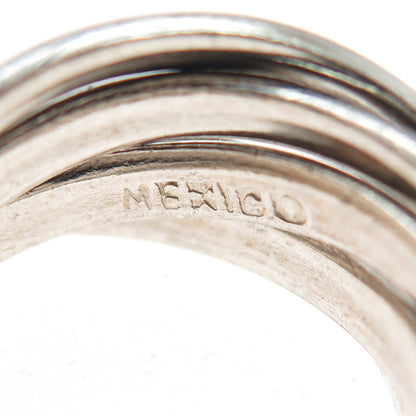 925 Sterling Silver Vintage Mexico Interlocked Multi-Band Ring Size 5.5