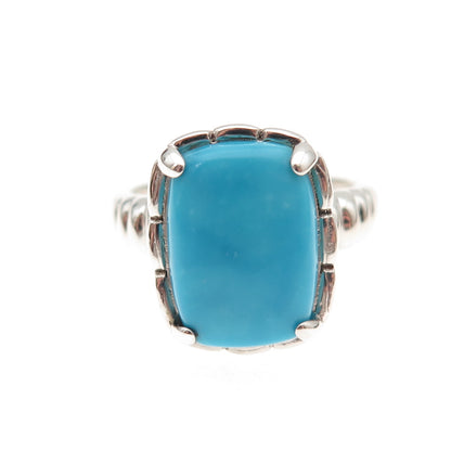 925 Sterling Silver Real Cabochon Sleeping Beauty Turquoise Ring Size 8