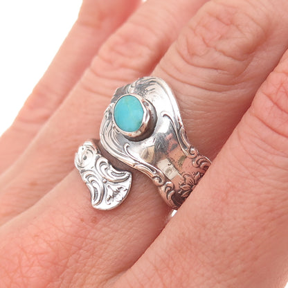 Towle Sterling Silver Vintage Real Turquoise Old Master Adjustable Ring Size 7.5