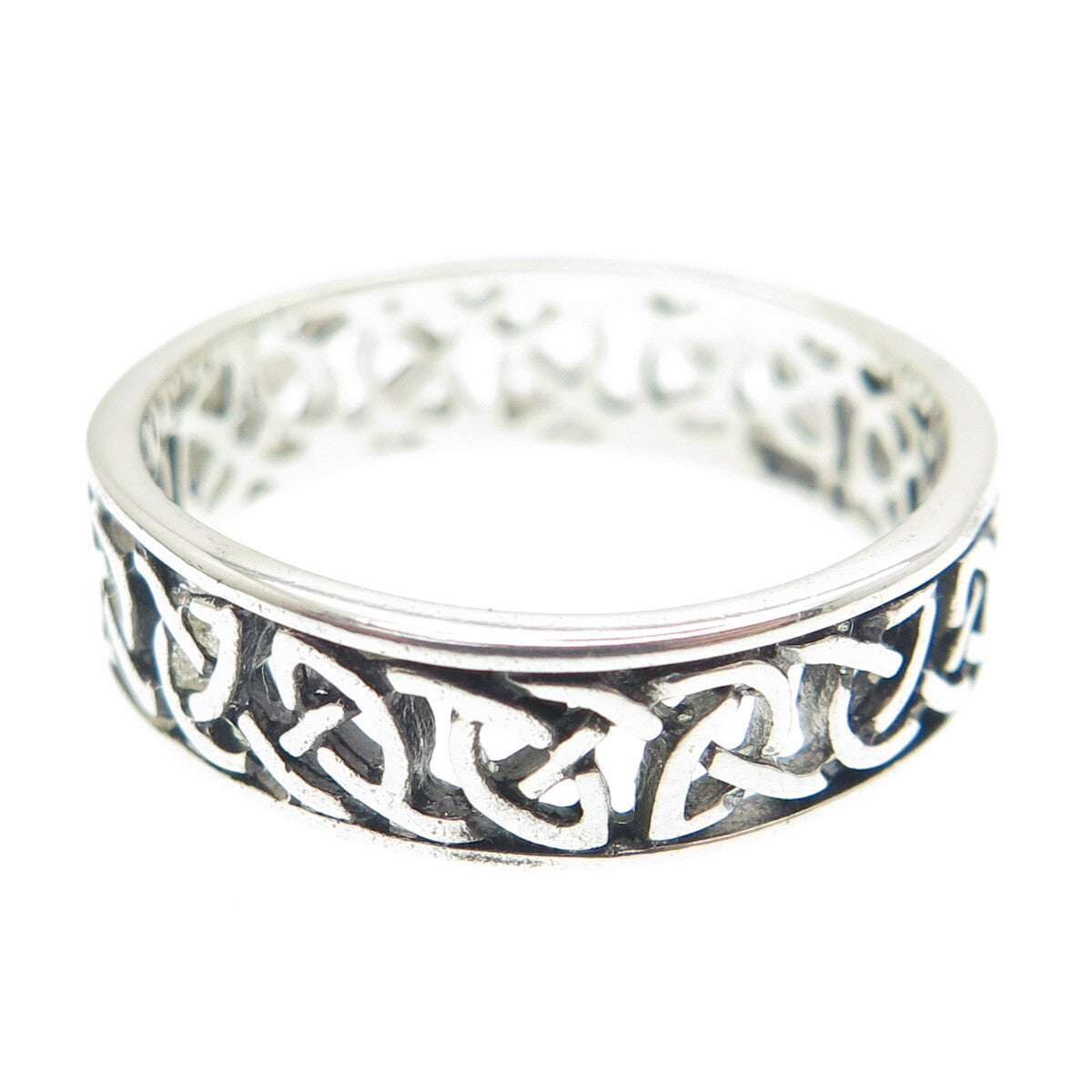 925 Sterling Silver Vintage Celtic Knot Oxidized Band Ring Size 9.25