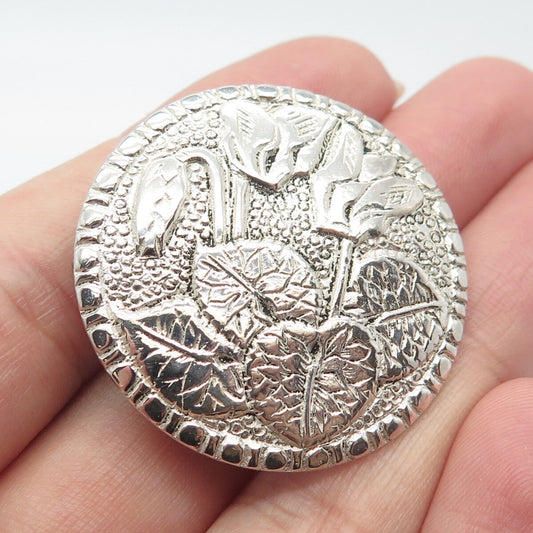 800 Silver Vintage Floral Leaf Pin Brooch