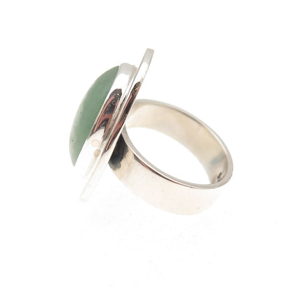 925 Sterling Silver Vintage Mexico Real Aventurine Modernist Ring Size 6