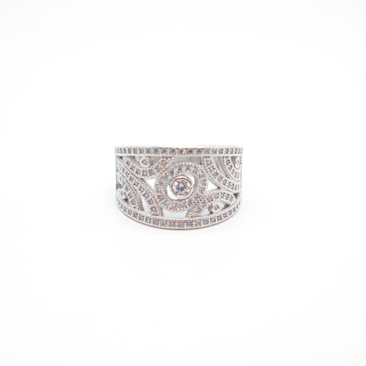 925 Sterling Silver Pave C Z Ring Size 7.25