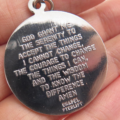 CHAPEL 925 Sterling Silver Antique Art Deco Prayer Hands Religious Charm Pendant