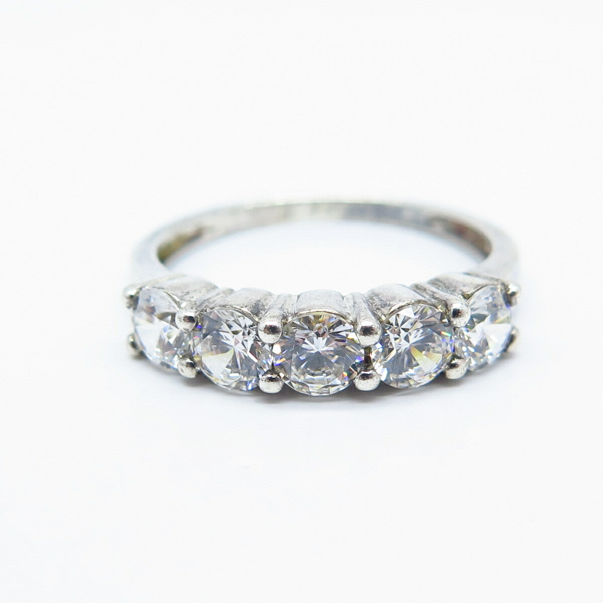 925 Sterling Silver Round-Cut C Z Ring Size 7