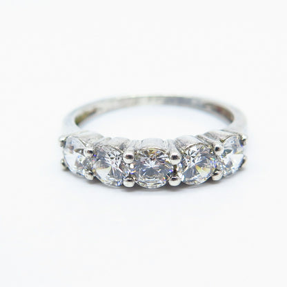 925 Sterling Silver Round-Cut C Z Ring Size 7
