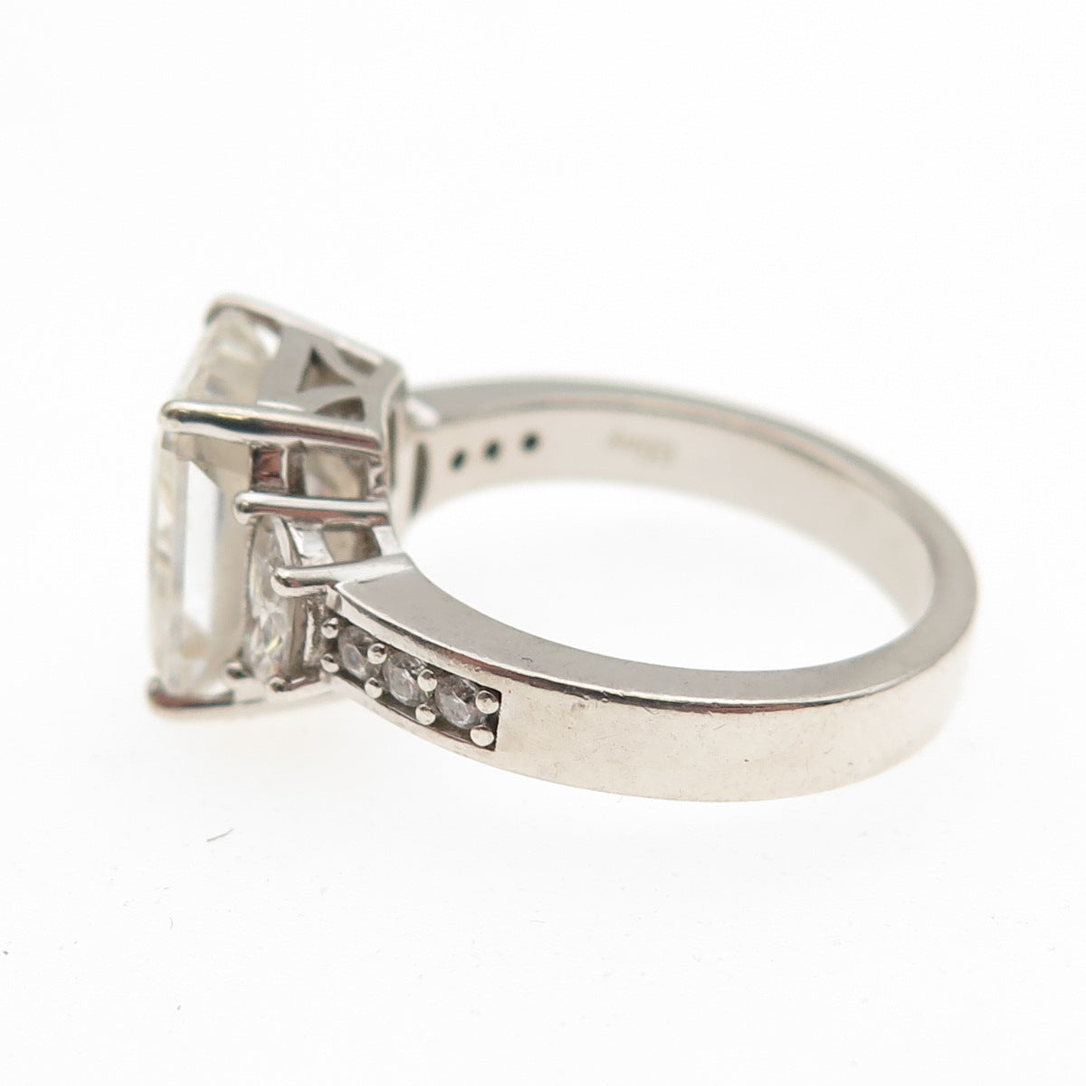 D'JOY 925 Sterling Silver Multi-Cut C Z Engagement Ring Size 5