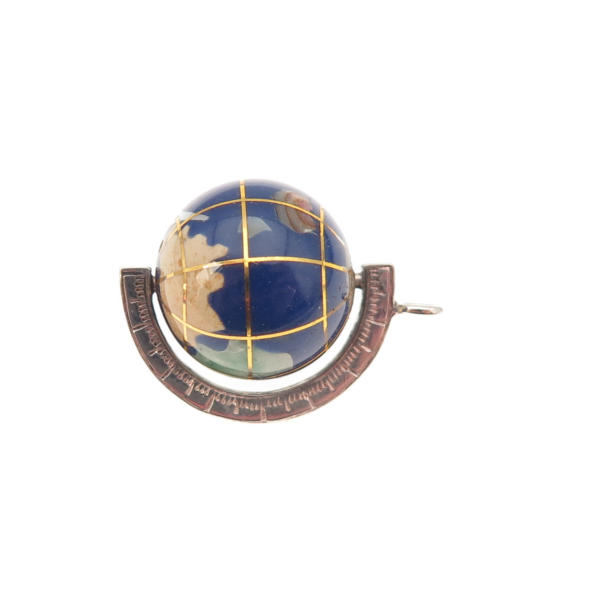 925 Sterling Silver Vintage Spinning Globe 3D Charm Pendant