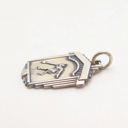 925 Sterling Silver Vintage Bowling Woman 1964 Pendant