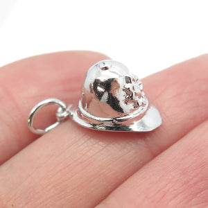 925 Sterling Silver Vintage Fireman's Helmet 3D Charm Pendant