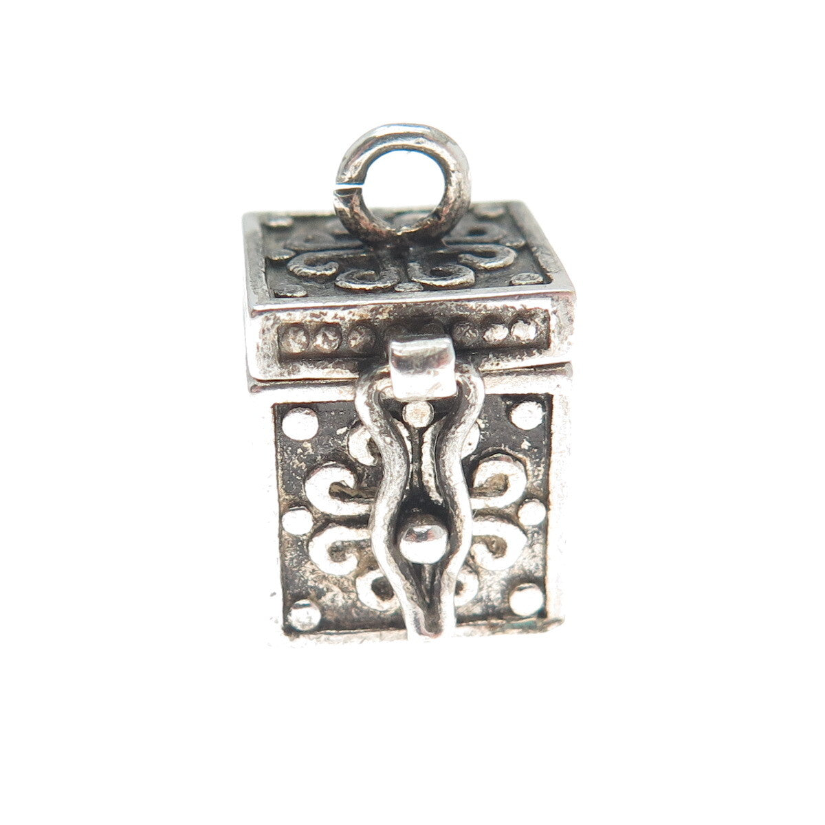 AVON 925 Sterling Silver Vintage Oxidized Minimalist Pill Box Charm Pendant