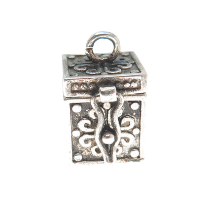 AVON 925 Sterling Silver Vintage Oxidized Minimalist Pill Box Charm Pendant