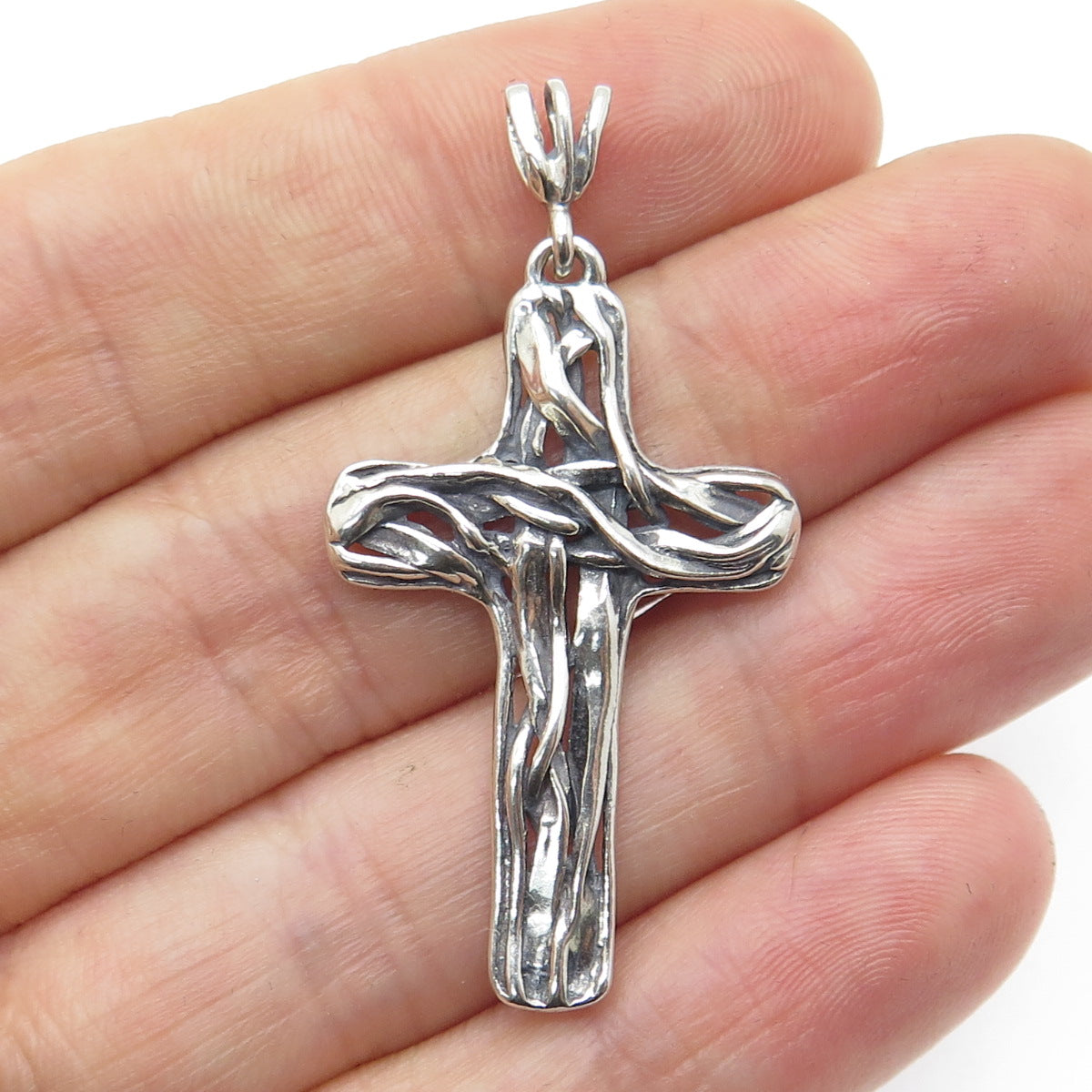 OR PAZ PZ 925 Sterling Silver Vintage Israel Cross Oxidized Pendant