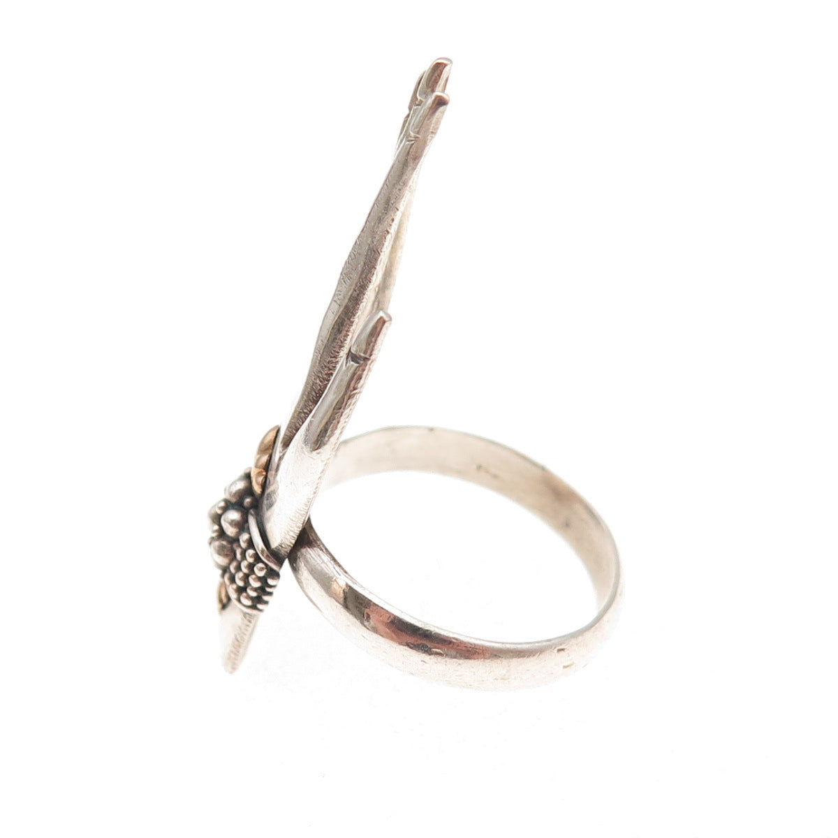 925 Sterling Silver 2-Tone Vintage Ladies Hand Oxidized Ring Size 6.75