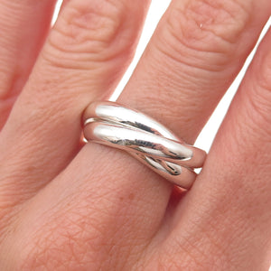 925 Sterling Silver Vintage Mexico Interlocked Trinity Band Ring Size 7.75