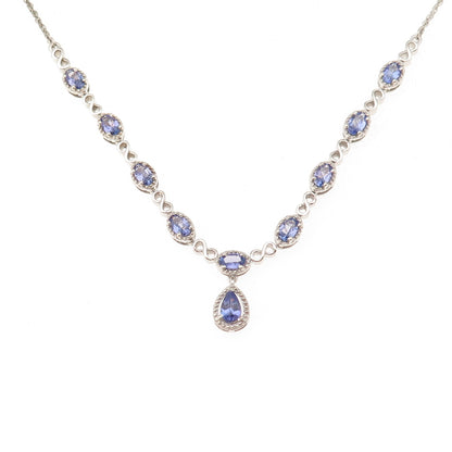 Chuck Clemency 925 Sterling Real Tanzanite Infinity Singapore Chain Necklace 18"