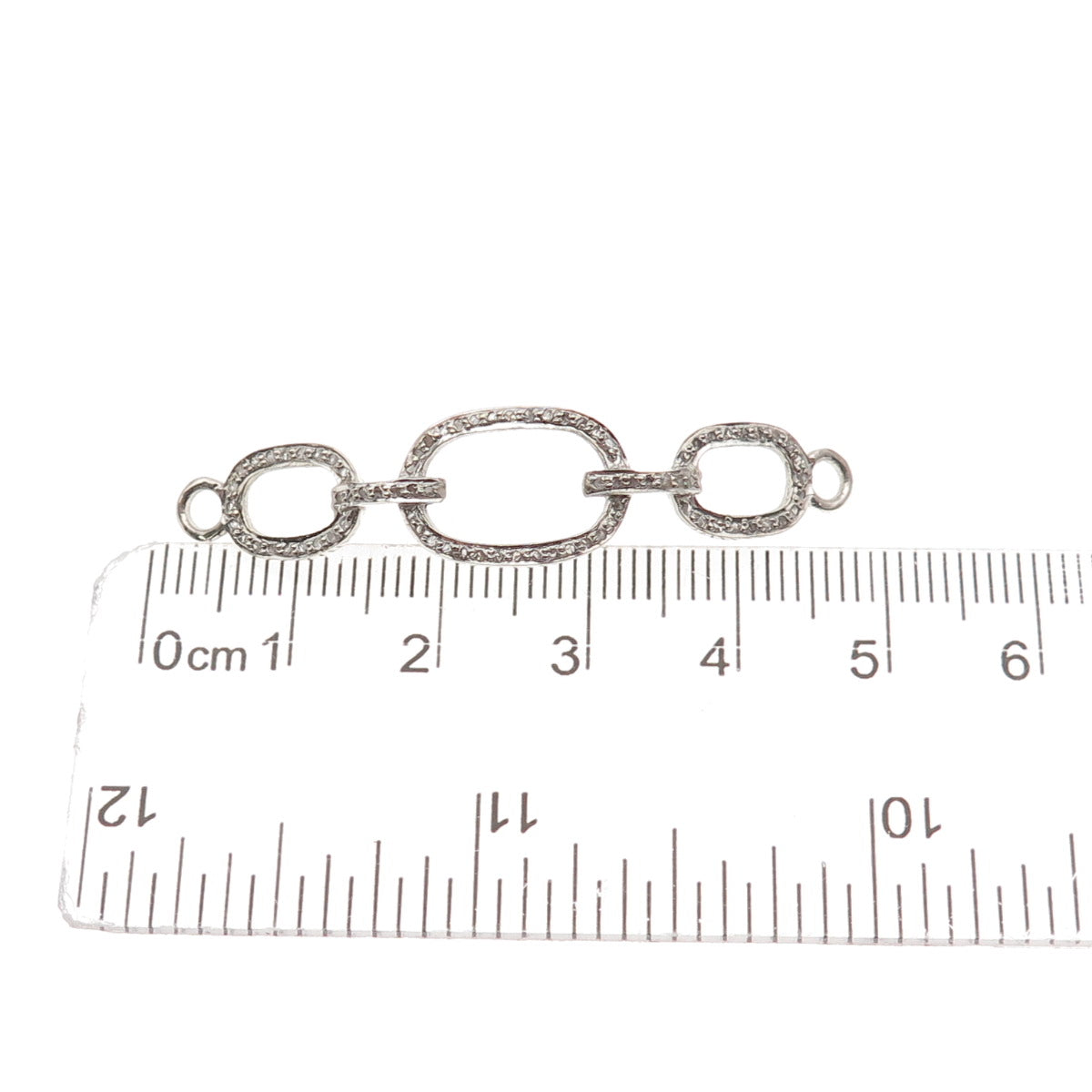 925 Sterling Silver Real Round-Cut Diamond ID Bracelet Centerpiece Part