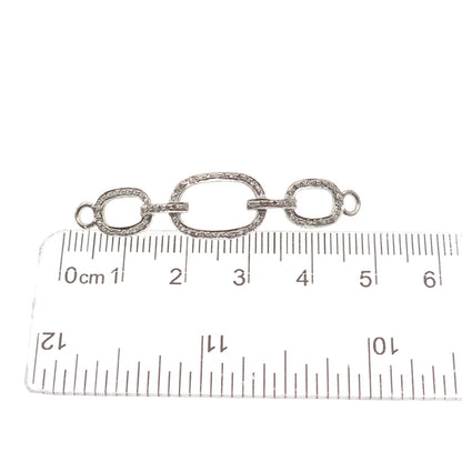 925 Sterling Silver Real Round-Cut Diamond ID Bracelet Centerpiece Part