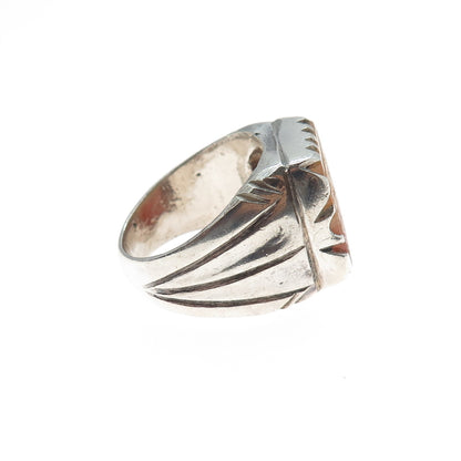 925 Sterling Silver Antique Real Agate Sharaf Islamic Oxidized Ring Size 9.25