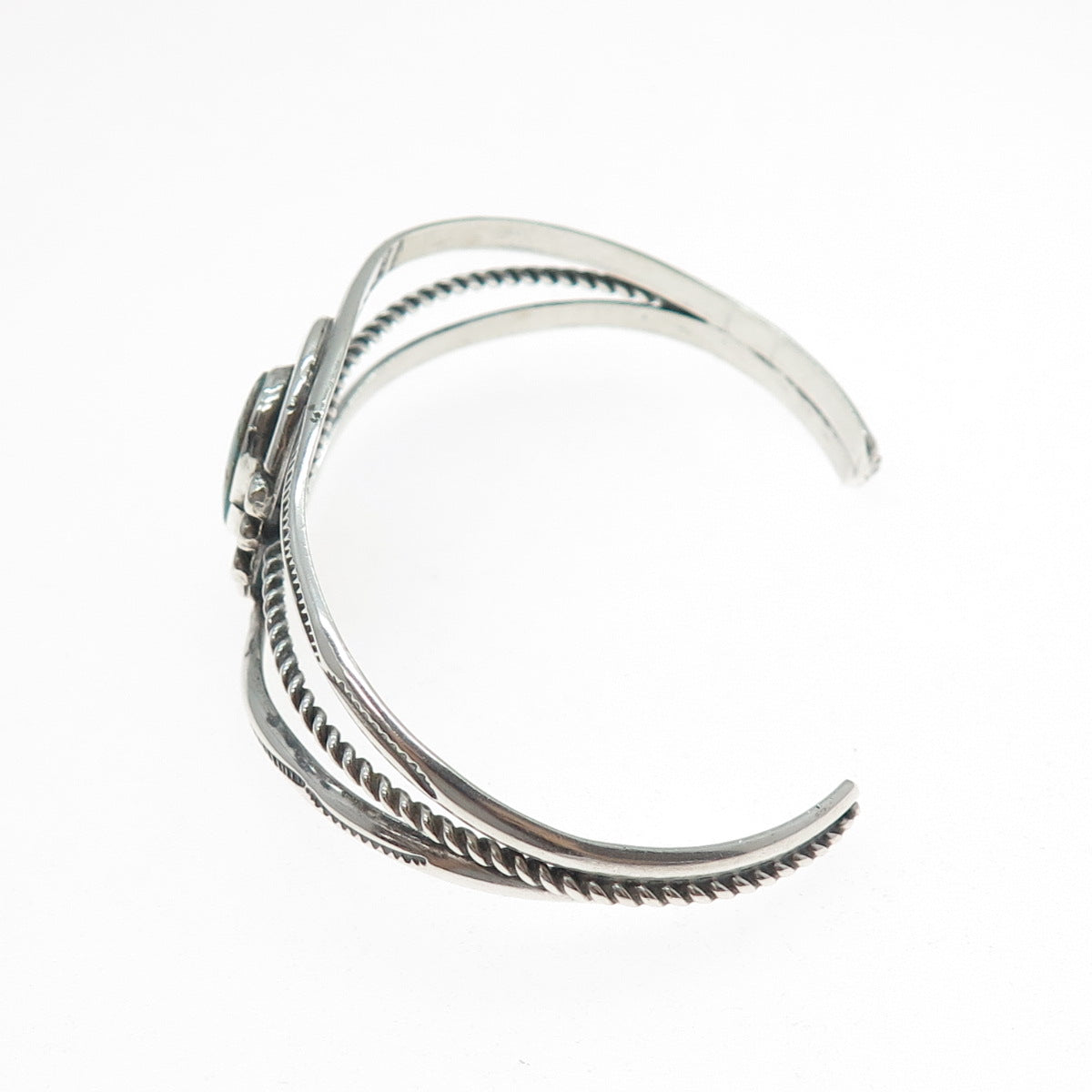 Old Pawn 925 Sterling Silver Vintage Kingman Turquoise Adjustable Bracelet 6.5"