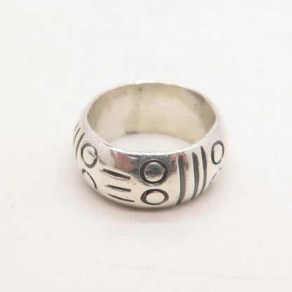 925 Sterling Silver Vintage Versani Etched Band Ring Size 6.25