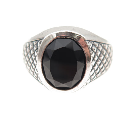 Emmons 925 Sterling Silver Vintage Real Black Onyx Oxidized Ring Size 10